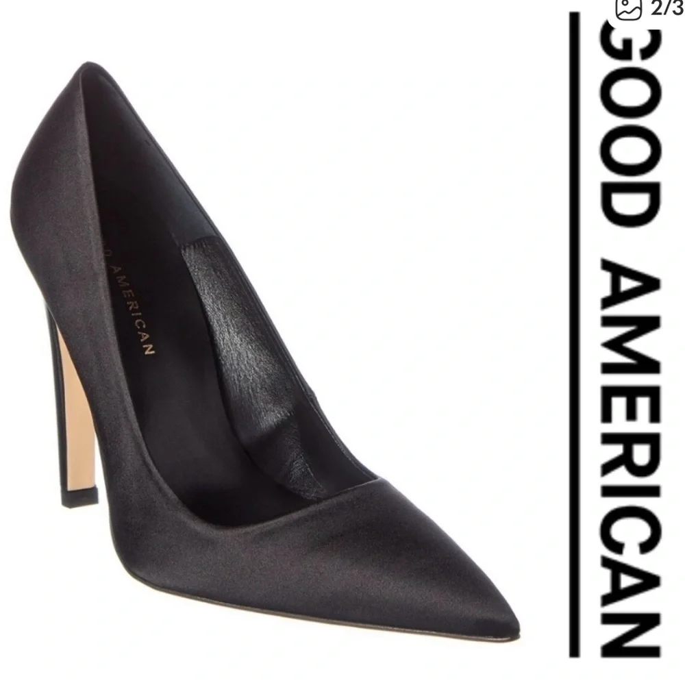 Good American Black Pointed-Toe Stiletto Heels